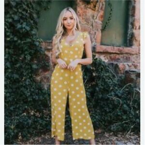 Monteau Los Angeles Mustard Polka Dot Jumpsuit